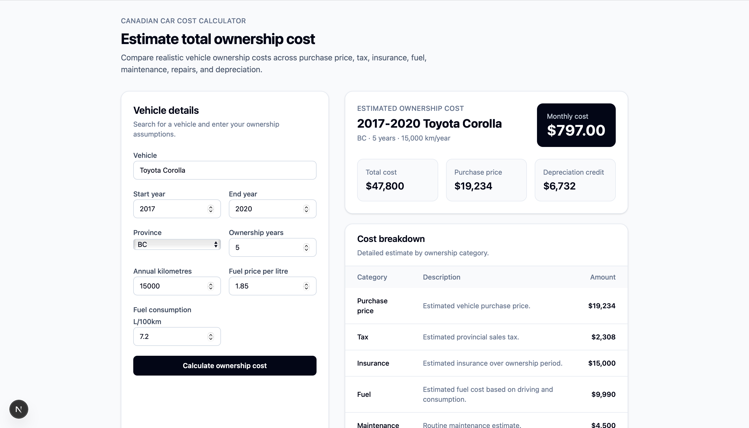 Auto Pricer interface