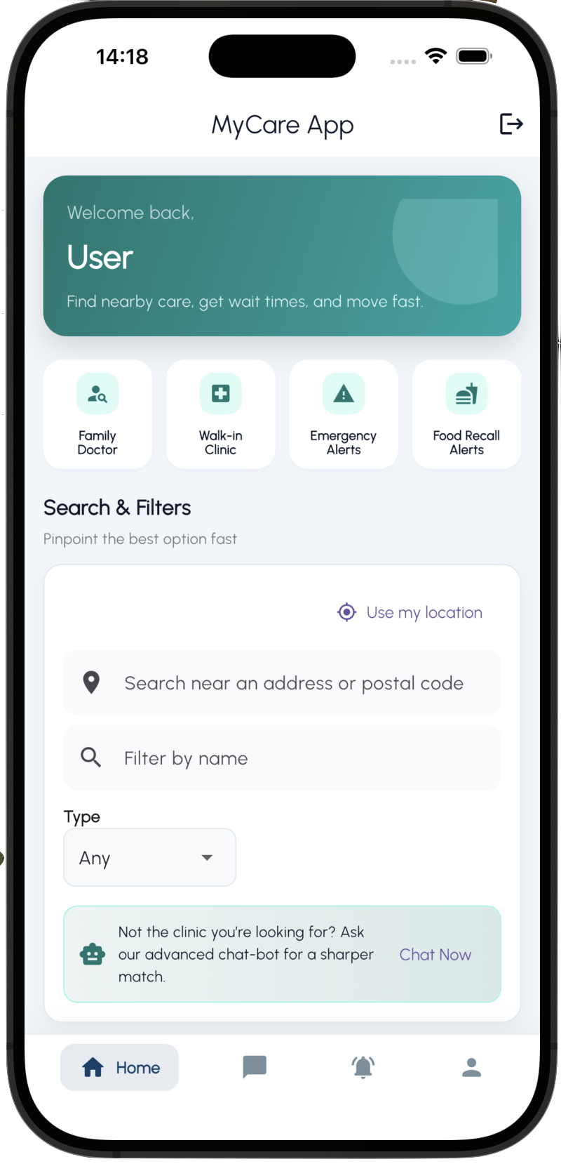 Healthcare mobile interface
